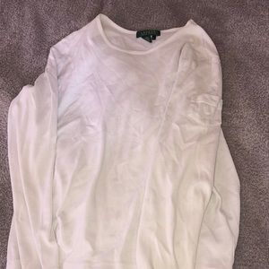 Lauren Ralph Lauren white long sleeved shirt with pocket sleeve